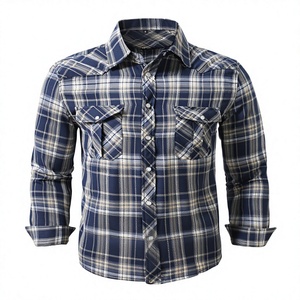 Men's Plaid Button Shirt Long Sleeve Flannel Casual Western Style Turn-down Collar Plus Size 100% Cotton Breathable Autumn - Product Image 4