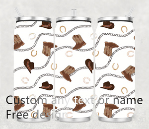 Bouteille d'eau sous vide avec paille Design créatif Western Boot Scootin Cowgirl sans couture Sublimation DIY Soda <span class=keywords><strong>Cola</strong></span> Can Shape Tumbler - Product Image 2
