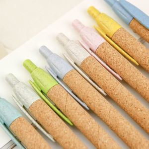 Bolígrafo Ecológico Biodegradable de Paja de Trigo, Tubo de Papel Granulado, Corcho, Tinta Negra/Azul de 1.0 mm, Impresión de Logotipo Publicitario - Product Image 4