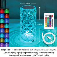 Lampe de chevet LED créative en cristal, mini lampe diamant à changement de couleur, décoration d'intérieur, lampe d'ambiance pour chambre à coucher, cadeau idéal