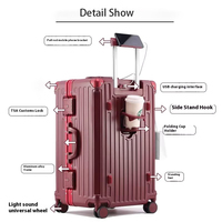 Valise à roulettes personnalisée en aluminium 24 pouces, tendance, épaissie, grande capacité, en PC+ABS, avec serrure à combinaison