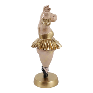 Statuetta di Ippopotamo Ballerina in Resina con Finitura Dorata, Pezzo d'Arte per Arredamento Casa, Soggiorno, Ufficio, Bagno - Product Image 3