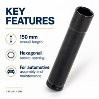 Douille extra longue à six pans de 150 mm en chrome vanadium pour réparation automobile