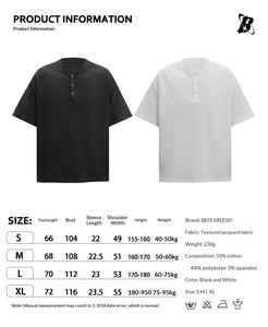 T-shirt décontracté ample en coton mélangé style <span class=keywords><strong>Old</strong></span> Money vintage américain, col <span class=keywords><strong>Henry</strong></span>, respirant, traitement anti-plis, effet délavé - Product Image 4