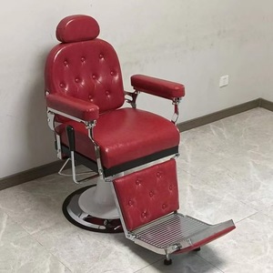 Chaise de barbier pliante hydraulique en acier inoxydable de haute qualité, en cuir vert, portable, moderne et luxueuse - Product Image 5