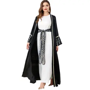Modest Wear With Belt Photos Of Latest Abaya Designs 2 Piece Abaya Set Caftan Moroccan Kaftans Dubai Muslim Wedding Dress