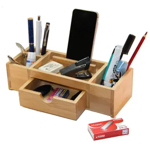 wooden factory FSC&BSCI Bamboo Wood Pen Desk drawer Organizer with File Organizer