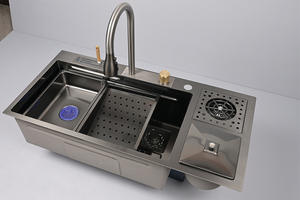 Lavabo antiarañazos Fregadero de cocina 304 Acero inoxidable Negro Tazón único con cubo de basura Cocina Lavadero - Product Image 4