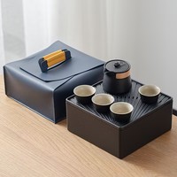 L Newell Coffret cadeau de camping personnalisé Glaçure colorée peinte à la main Vaisselle à thé de voyage Kung Fu Ensemble de tasses à thé en porcelaine de luxe avec théière