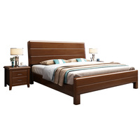 Muebles de Dormitorio de Diseño Doble Simple Estilo Chino Personalizado, Cama de Madera Maciza para Adultos, Camas de Madera