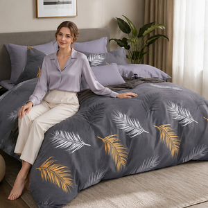 Juego de Ropa de Cama de Algodón con Diseño de Plumas y Hojas, Color Carbón Dorado, para B&B, Envío Directo desde la UE, 3 Piezas - Product Image 3