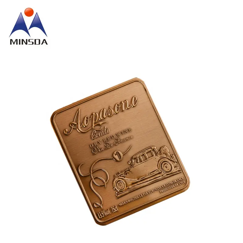 Minsda hotsale özel metal 3d etiketler ve altın alüminyum folyo etiket rulo kırmızı şarap etiketi