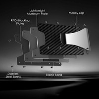 Dompet Kartu Pop Up Logam Minimalis Pria, Aluminium, Anti-RFID, dengan Penjepit Uang untuk Saku, Anti Maling, Hadiah Bisnis