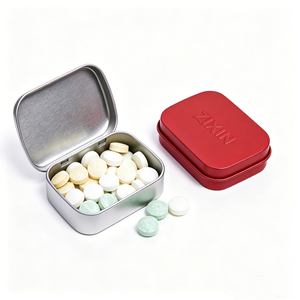 Boîte <span class=keywords><strong>en</strong></span> métal rectangulaire portable personnalisée avec logo, petite, pour bonbons, de qualité alimentaire, avec charnière, vente <span class=keywords><strong>en</strong></span> gros - Product Image 1