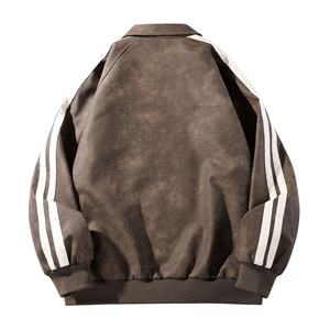 2025 primavera otoño Vintage PU <span class=keywords><strong>chaqueta</strong></span> de cuero para hombres moda <span class=keywords><strong>americana</strong></span> calle estilo suelto Stand Collar Casual abrigo transfronterizo - Product Image 2
