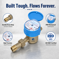 Single Jet Water Meter DN15mm Brass Copper Mechanical Flow Meter
