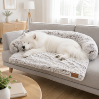 Canapé-lit pour chien en fausse fourrure shaggy, en forme de L, avec rembourrage en coton PP, base antidérapante, 9 couleurs, 5 tailles, OEM, marque privée, vente en gros, lavable en machine