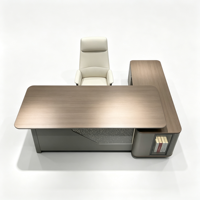 Bureau de direction moderne de luxe en forme de L avec rangement latéral pour bureau de patron, mobilier professionnel pour espace de travail de directeur