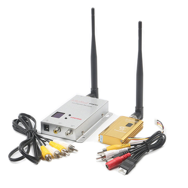FPV 1.2Ghz 1.5W Wireless Audio Video Transmitter Receiver Digital Display 1500mW 8CH Transmitter 12CH Receiver DC