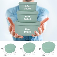 Lot de 3 boîtes bento pour enfants, en silicone alimentaire, avec film scellé, pour réfrigérateur, boîte de conservation des fruits et des aliments frais