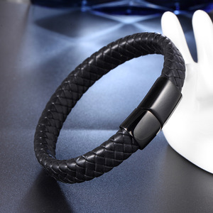 <span class=keywords><strong>Bracciale</strong></span> da <span class=keywords><strong>uomo</strong></span> in pelle intrecciato con fibbia magnetica intrecciata <span class=keywords><strong>argento</strong></span> oro nero regalo per fidanzato padre papà braccialetto alla moda - Product Image 3
