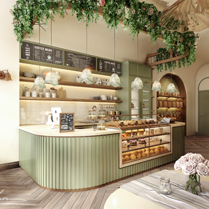 Tùy chỉnh bánh kính hiển thị tủ phong cách Bắc Âu thương mại kính <span class=keywords><strong>Countertop</strong></span> Showcase cho bánh mì cửa hàng bán lẻ - Product Image 3