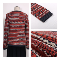 Pull en laine jacquard tricoté à col rond, motif rayé, coupe oversize, pour femme, automne, décontracté, avec logo frontal, vente en gros de tricots