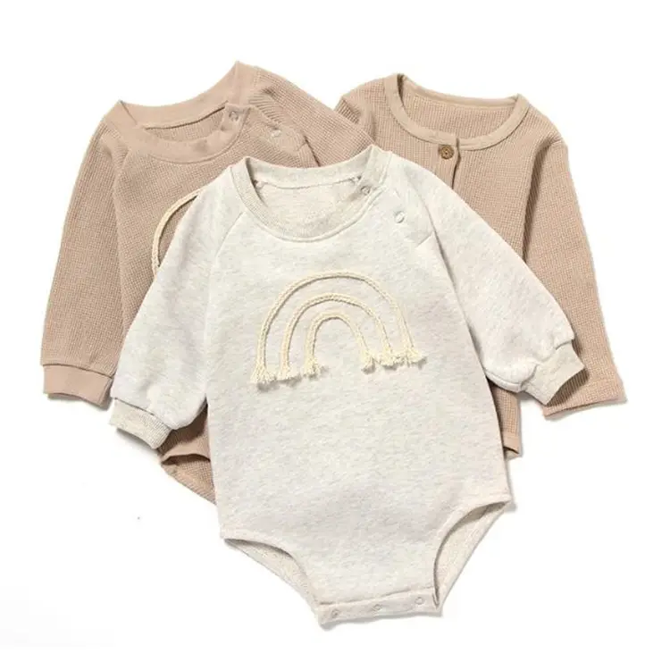 Soft Cotton Fabric Long Sleeves Newborn Infant Boys And Girls Romper Wholesale Blank Cute Babies Clothes