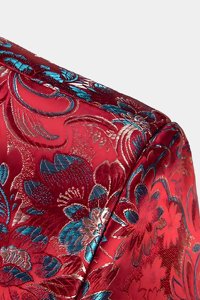 Costume de bal personnalisé, smoking classique de <span class=keywords><strong>mariage</strong></span> pour hommes, smoking <span class=keywords><strong>chic</strong></span> à fleurs rouges, costumes pour hommes 3 pièces - Product Image 3