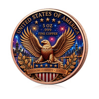 Pièce de monnaie en cuivre fin 999 de 5 oz, pièce commémorative colorée personnalisée Walking Liberty, pièce ronde American Eagle de 5 onces dans une capsule