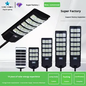 Ventes chaudes Lampadaire tout-en-un 100W 200W 300W 400W Étanche Extérieur Route Ip65 <span class=keywords><strong>Lampadaires</strong></span> solaires LED intégrés - Product Image 4