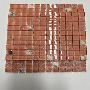 KASARO arti piastrelle di vetro quadrato conchiglia mosaico per cucina piscina macchiato