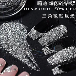 1 Caja de Polvo Brillante para Uñas con Diamantes Reflectantes, Microperlas Holográficas Plateadas, Gel de Cristal Deslumbrante, Pigmento para Manicura - Product Image 2