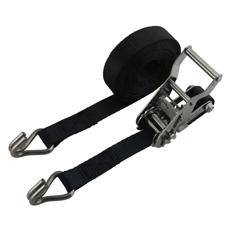 1-1/16 Inch 1.5T Stainless Steel Ratchet Tie Down Strap With Double J hook