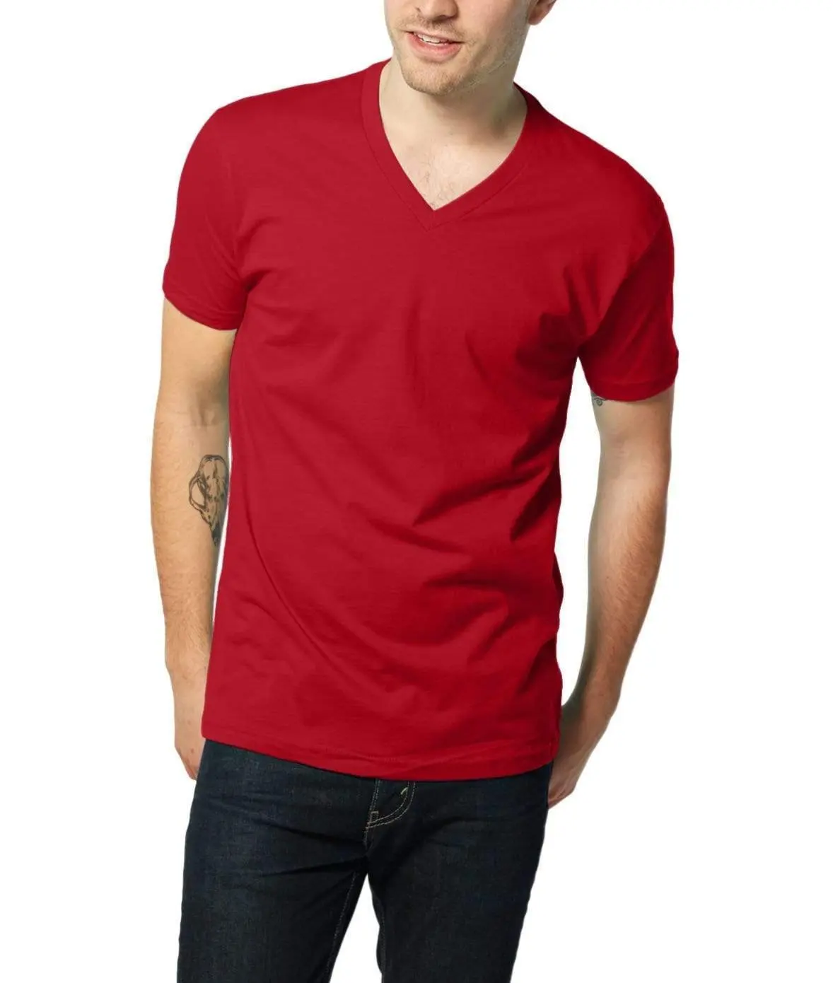 Camiseta con cuello en V personalizada para hombre, Camisa de algodón de bambú, estampado a petición, fabricantes de ropa china, venta al por mayor