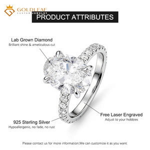 Goldleaf Jewelry Fine 1CT 2CT 3CT Oval Cut Lab Grown Diamond <b>Ring</b> 925 Sterling <b>Silver</b> Wedding <b>Ring</b> IGI Report - Product Image 6
