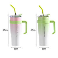 Fábrica OEM ODM, Botella Térmica de Acero Inoxidable 304 de Doble Pared, a Prueba de Fugas, Libre de BPA, Gran Capacidad, con Asa, Tapa y Pajita, Aislamiento al Vacío