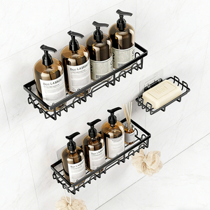 Set di 3 Mensole Adesive per Doccia in Acciaio Inox, Organizer per Bagno con <span class=keywords><strong>Porta</strong></span> Sapone - Product Image 2
