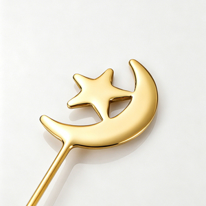 Set Peralatan Makan Pernikahan Dekoratif dari Baja Anti Karat, Set Sendok dan Garpu Desain Bulan Bintang dengan Rak Penyimpanan - Product Image 2