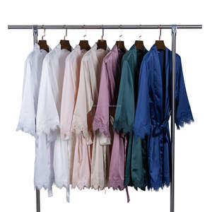 Camisón de Satén para Mujer, Lujoso, Sexy, Personalizado, para Novia, Dama de Honor, para Fiesta de Bodas, con Encaje, Kimono, Bata de Dormir - Product Image 5