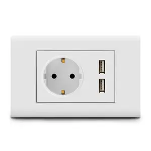 EU Standard Home Wall Charging Power Socket Outlet, 16A USB Germany Sockets with Glass Panel Plug , AC110-250V