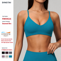 Soutien-gorge de sport sans couture à col en V, grande taille, très élastique, sans armatures, rembourré, pour fitness, gym, entraînement, athleisure, pilates, crop top