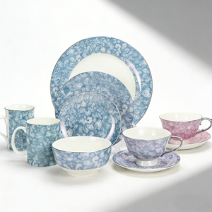 Servizio di <span class=keywords><strong>Piatti</strong></span> in Porcellana Vietnamita, Stoviglie in Ceramica Personalizzate, Set da Cena in Ceramica, <span class=keywords><strong>Piatti</strong></span> e Vassoi in Marmo Blu - Product Image 1