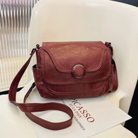Sacs à main pour femmes en cuir PU directement de l'usine, matériau doux lavé, anti-rides, rabat, sac à main multi-compartiments