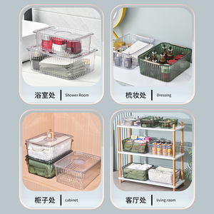 Desktop Storage Box Rectangular Transparent Large Capacity For Makeup Bathroom Kitchen Organization - Product Image 5
