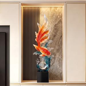 Pez Koi de la Suerte, Adorno de Feng Shui, Escultura de Resina para Sala de Estar, Entrada, Mueble para TV, Regalo de Inauguración de Casa - Product Image 1