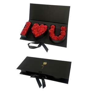 Empty cardboard paper packaging letters i heart u/you floral box for flowers and love