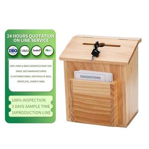 Caja de sugerencias duradera marrón de madera al por mayor personalizada de fábrica caja de donación de madera - Product Image 1
