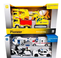 Camion de pompiers en plastique à inertie, véhicule d'ingénierie, char, transporteur, hélicoptère – Cadeau idéal pour les enfants de 0 à 24 ans