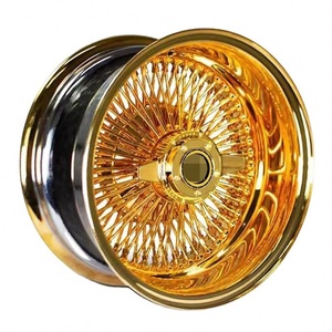 Ruedas BZY 13x7 14x7 15x7 Cromadas Doradas con Radios de Alambre, Ruedas Forjadas con Sistema Knock-Off para <span class=keywords><strong>Cadillac</strong></span>, Thunderbird, Chevrolet, <span class=keywords><strong>Autos</strong></span> Clásicos - Product Image 1
